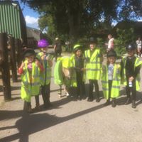Pony Club members in hi vis ready for their road rider badge